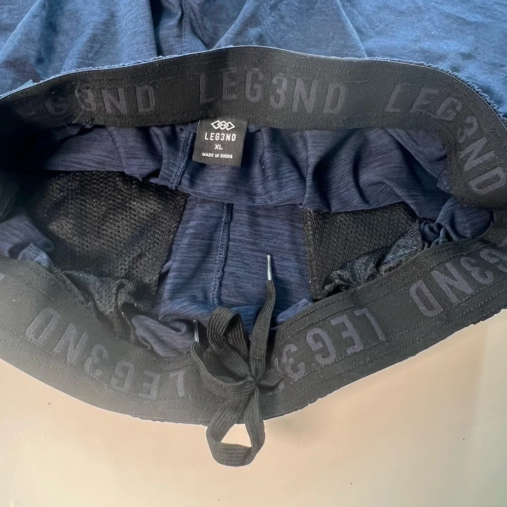 LEG3ND Men's Shorts XL Training Athletic Shorts Large Navy Blue Zipper Pockets - Picture 3 of 12